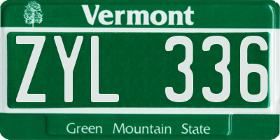 VT license plate ZYL336