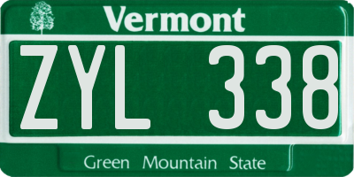 VT license plate ZYL338