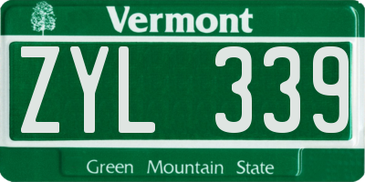 VT license plate ZYL339