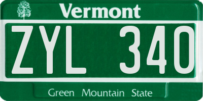 VT license plate ZYL340