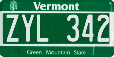 VT license plate ZYL342