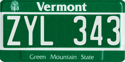 VT license plate ZYL343