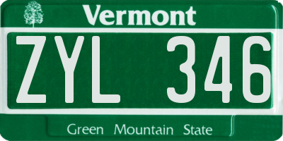 VT license plate ZYL346