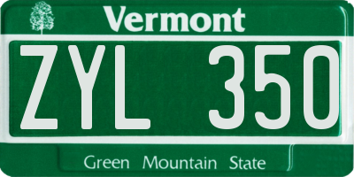 VT license plate ZYL350