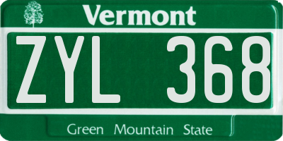 VT license plate ZYL368