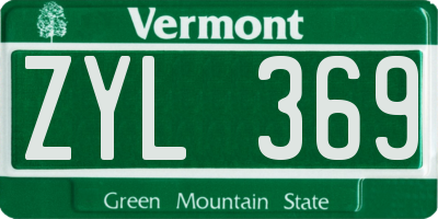 VT license plate ZYL369
