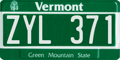 VT license plate ZYL371