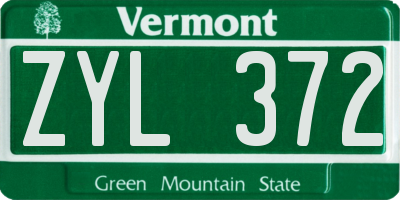 VT license plate ZYL372