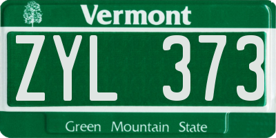 VT license plate ZYL373