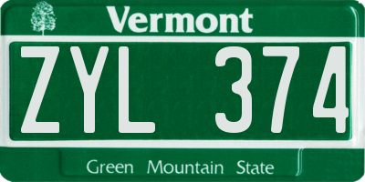 VT license plate ZYL374
