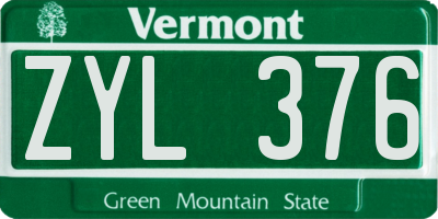 VT license plate ZYL376