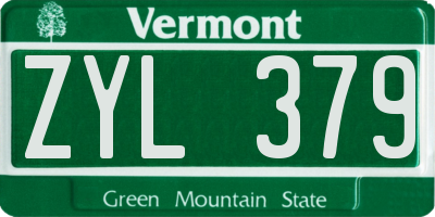 VT license plate ZYL379