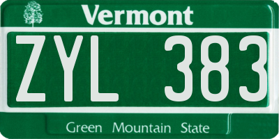 VT license plate ZYL383
