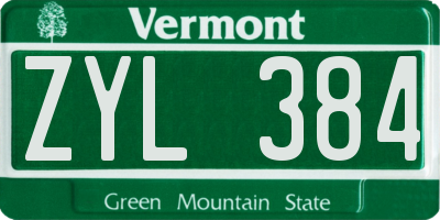 VT license plate ZYL384