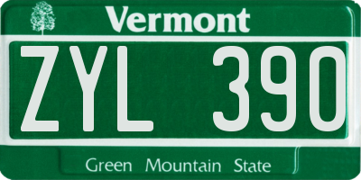 VT license plate ZYL390