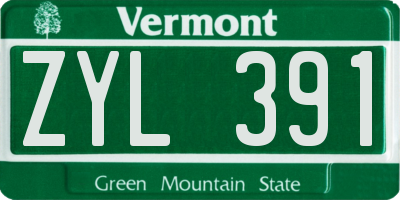VT license plate ZYL391