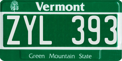 VT license plate ZYL393