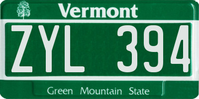 VT license plate ZYL394