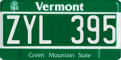 VT license plate ZYL395