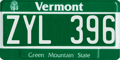 VT license plate ZYL396