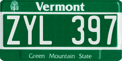 VT license plate ZYL397