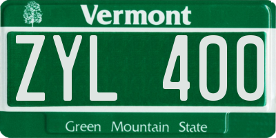 VT license plate ZYL400