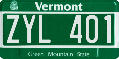 VT license plate ZYL401