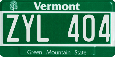 VT license plate ZYL404