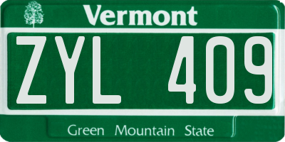 VT license plate ZYL409