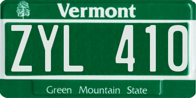 VT license plate ZYL410