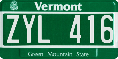 VT license plate ZYL416