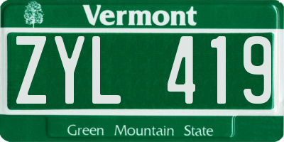 VT license plate ZYL419
