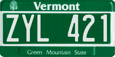 VT license plate ZYL421