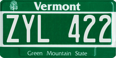 VT license plate ZYL422