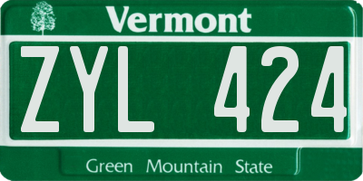 VT license plate ZYL424