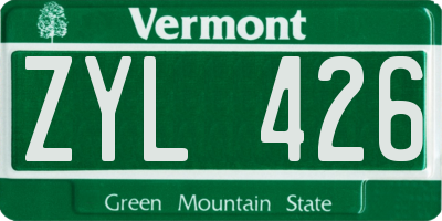 VT license plate ZYL426