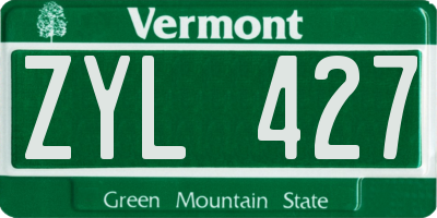VT license plate ZYL427