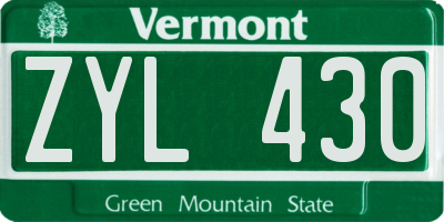 VT license plate ZYL430