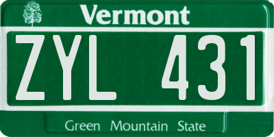 VT license plate ZYL431