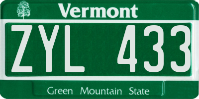 VT license plate ZYL433