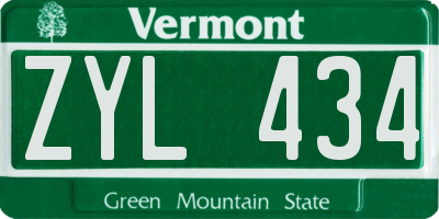VT license plate ZYL434