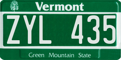 VT license plate ZYL435