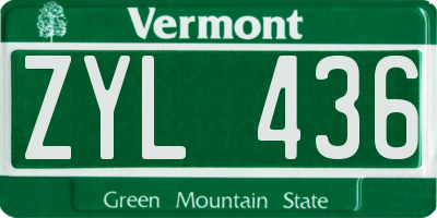 VT license plate ZYL436