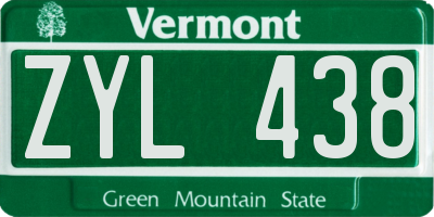 VT license plate ZYL438