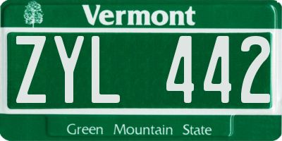VT license plate ZYL442