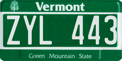 VT license plate ZYL443