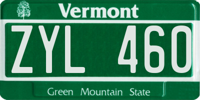 VT license plate ZYL460