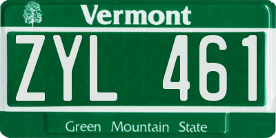 VT license plate ZYL461