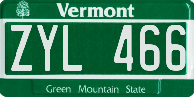 VT license plate ZYL466