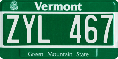 VT license plate ZYL467